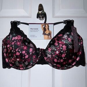 NWT Adore Me The Lizzie Black Floral Bra